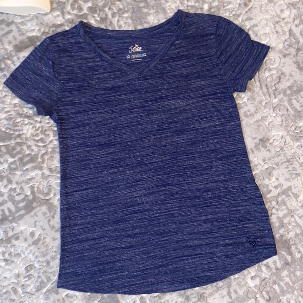 Justice blue v neck casual top girls size 12
